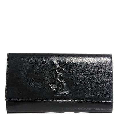 Saint Laurent Textured Patent Monogram Large Belle De Jour Clutch Black 1 of 7