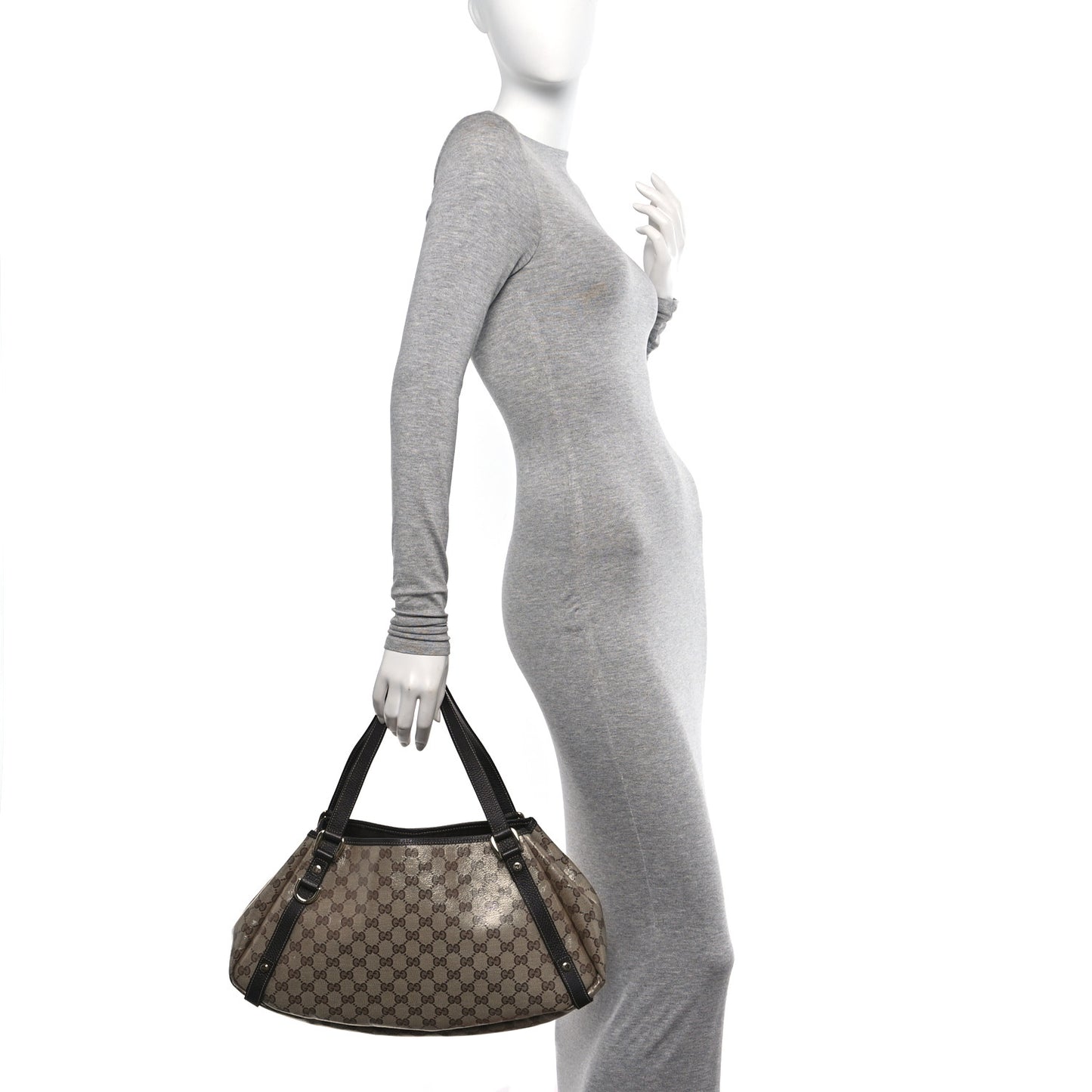 Crystal Monogram Medium Abbey Shoulder Bag Dark Brown