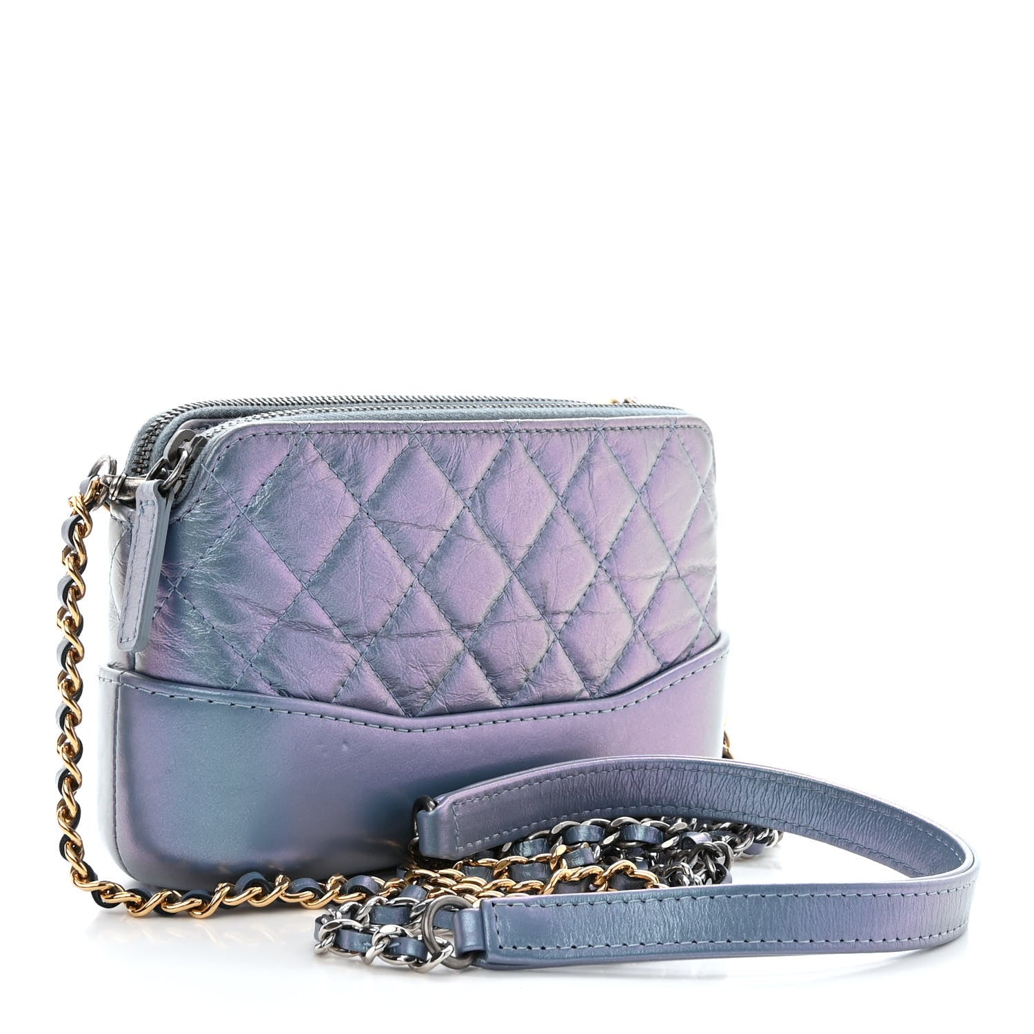 Chanel Iridescent Lambskin Calfskin Quilted Small Gabrielle Clutch With Chain Light Purple 3 of 14