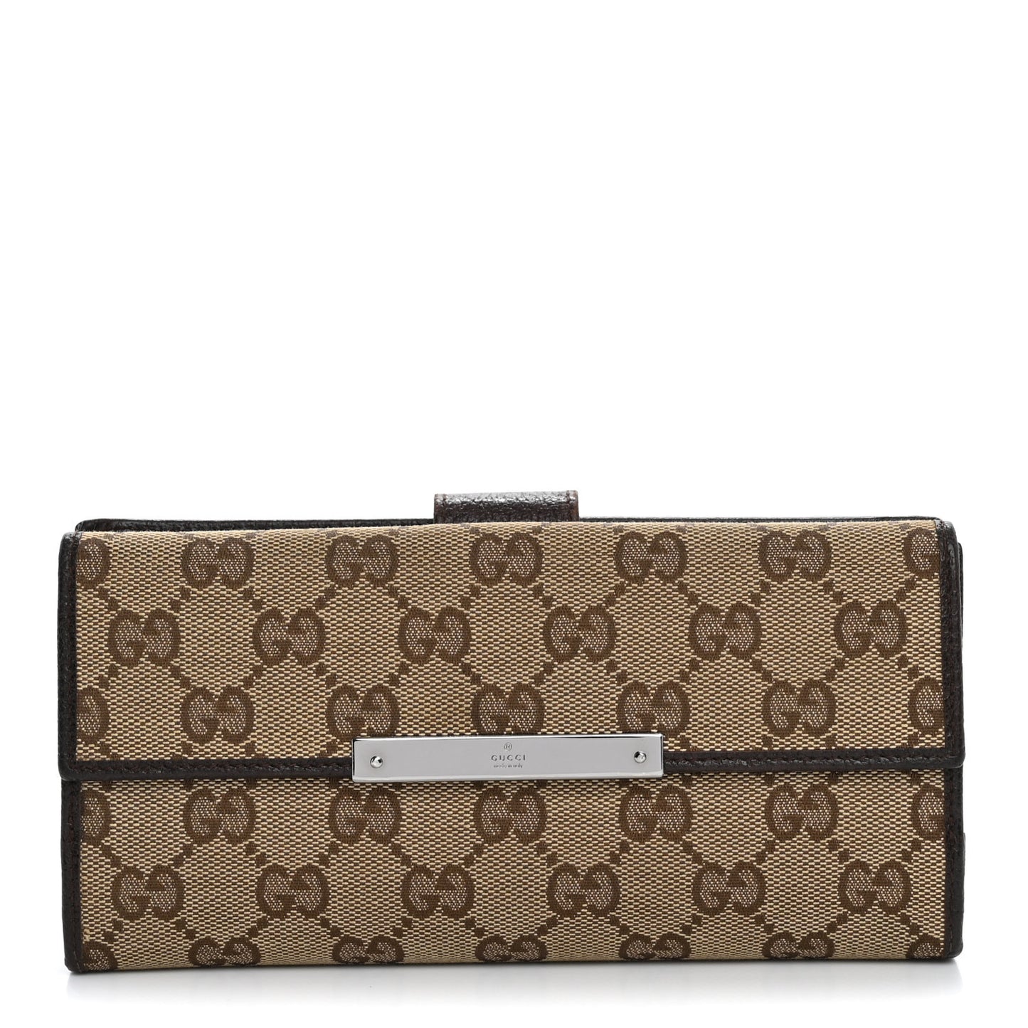 Monogram Metal Bar Continental Flap Wallet Beige Ebony Dark Brown