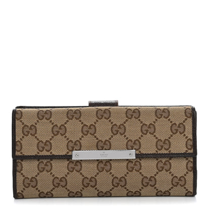 Gucci Monogram Metal Bar Continental Flap Wallet Beige Ebony Dark Brown 1 of 16