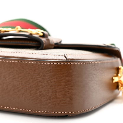 Gucci GG Supreme Monogram Azalea Calfskin Web Mini Horsebit 1955 Shoulder Bag Beige Ebony Brown Sugar 10 of 11