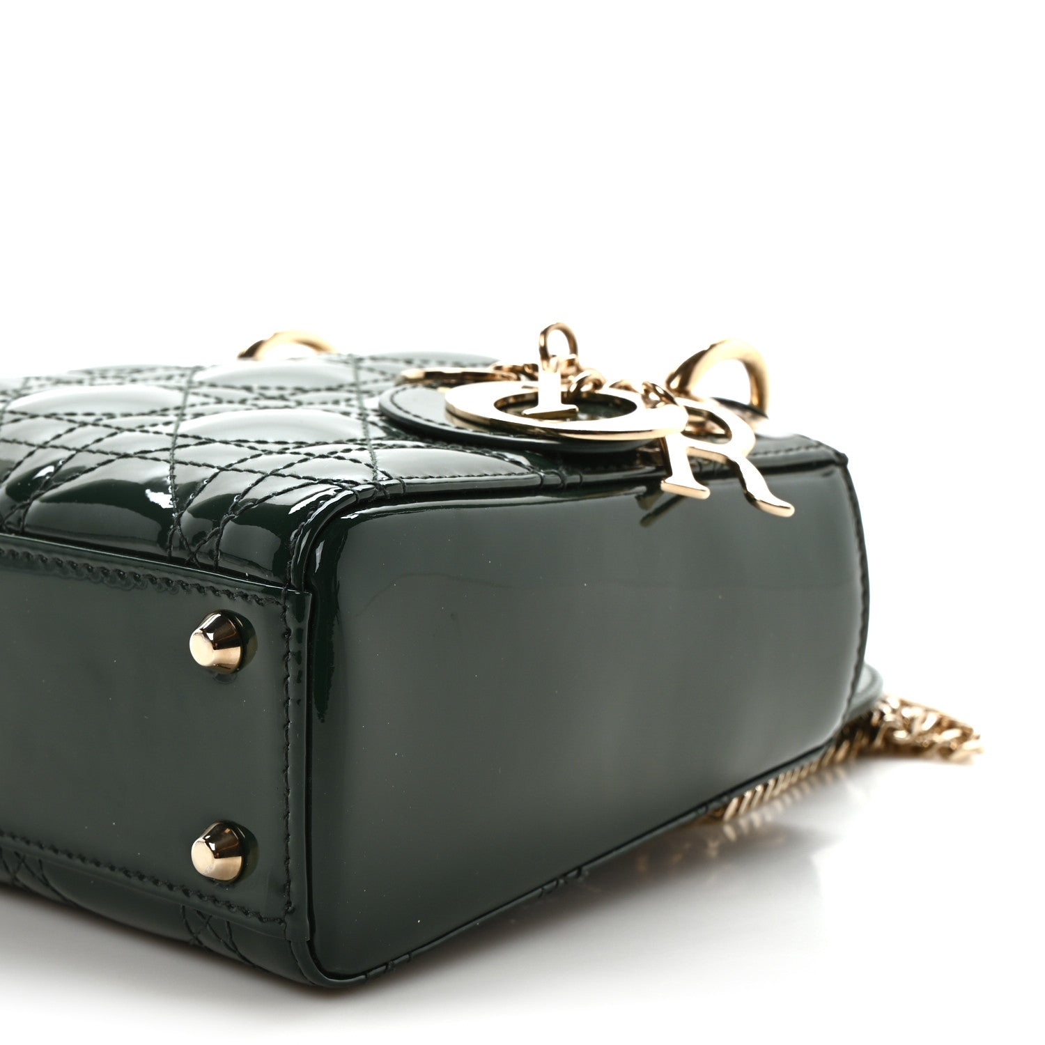 Christian Dior Patent Cannage Mini Lady Dior Pine Green 10 of 11