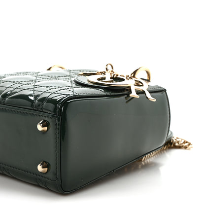 Christian Dior Patent Cannage Mini Lady Dior Pine Green 10 of 11