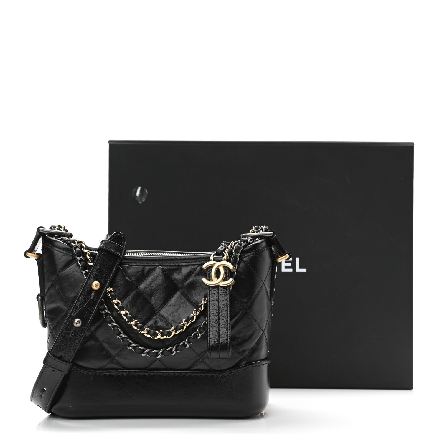 Chanel Aged Calfskin Quilted Small Gabrielle Hobo Black 11 of 11