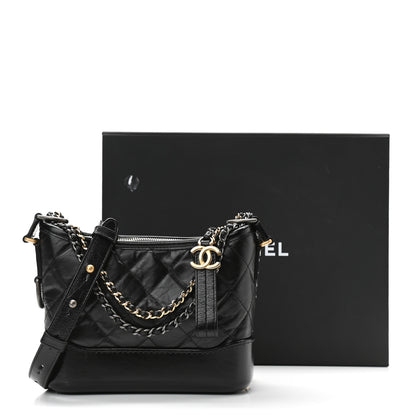 Chanel Aged Calfskin Quilted Small Gabrielle Hobo Black 11 of 11