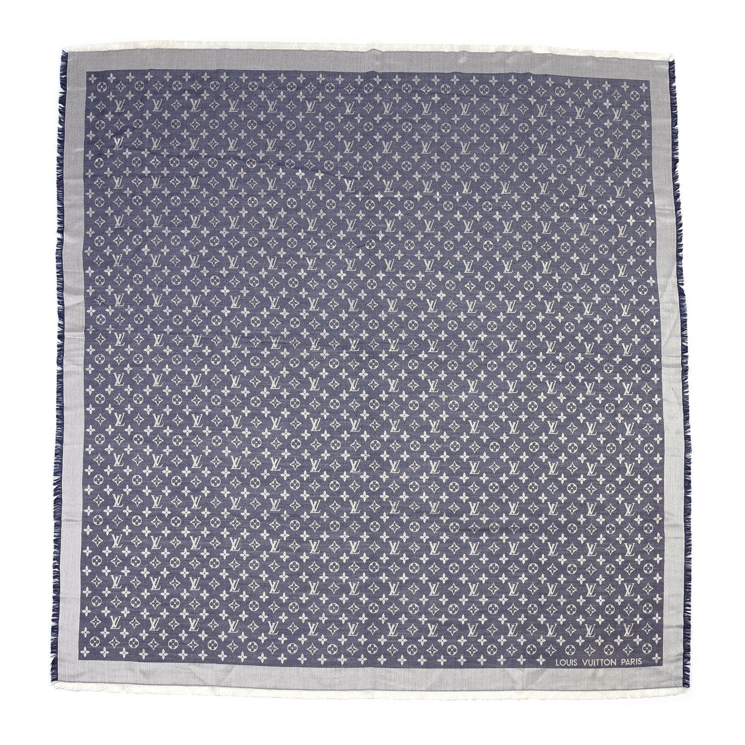 Louis Vuitton Silk Wool Monogram Denim Shawl Blue 1 of 4