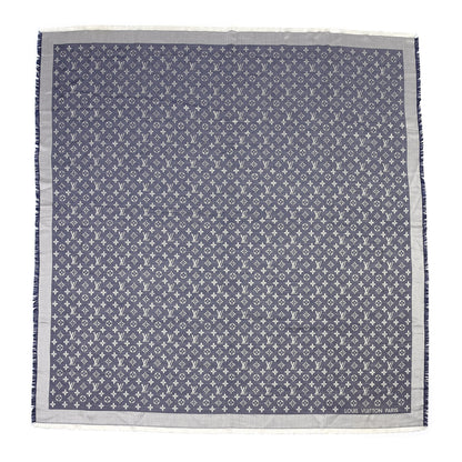 Louis Vuitton Silk Wool Monogram Denim Shawl Blue 1 of 4