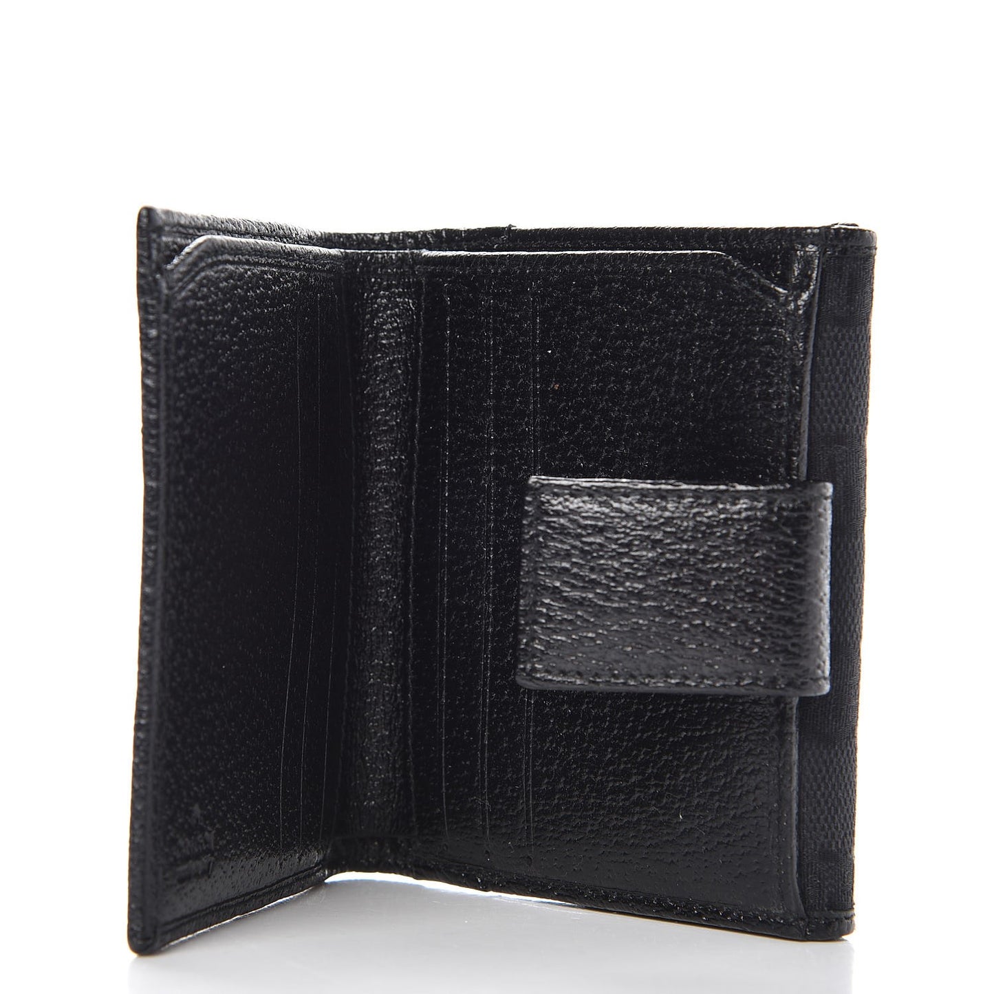 Monogram Textured Calfskin Metal Bar French Flap Wallet Black