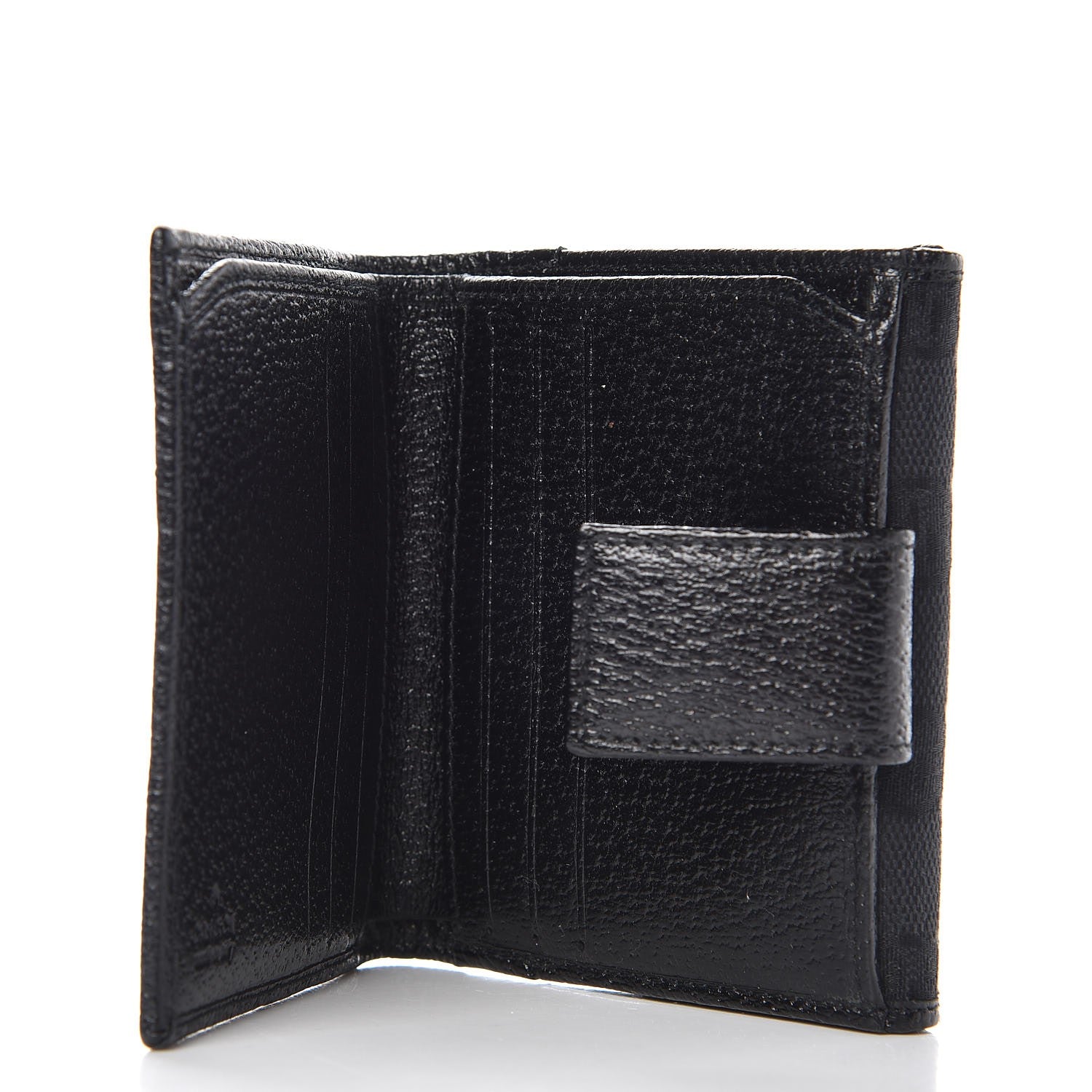 Gucci Monogram Textured Calfskin Metal Bar French Flap Wallet Black 5 of 7