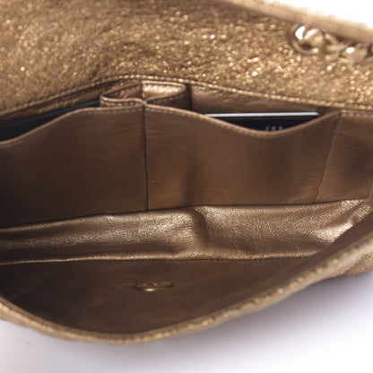 Chanel Metallic Crackled Calfskin Quilted East West Flap Dark Gold 5 of 11