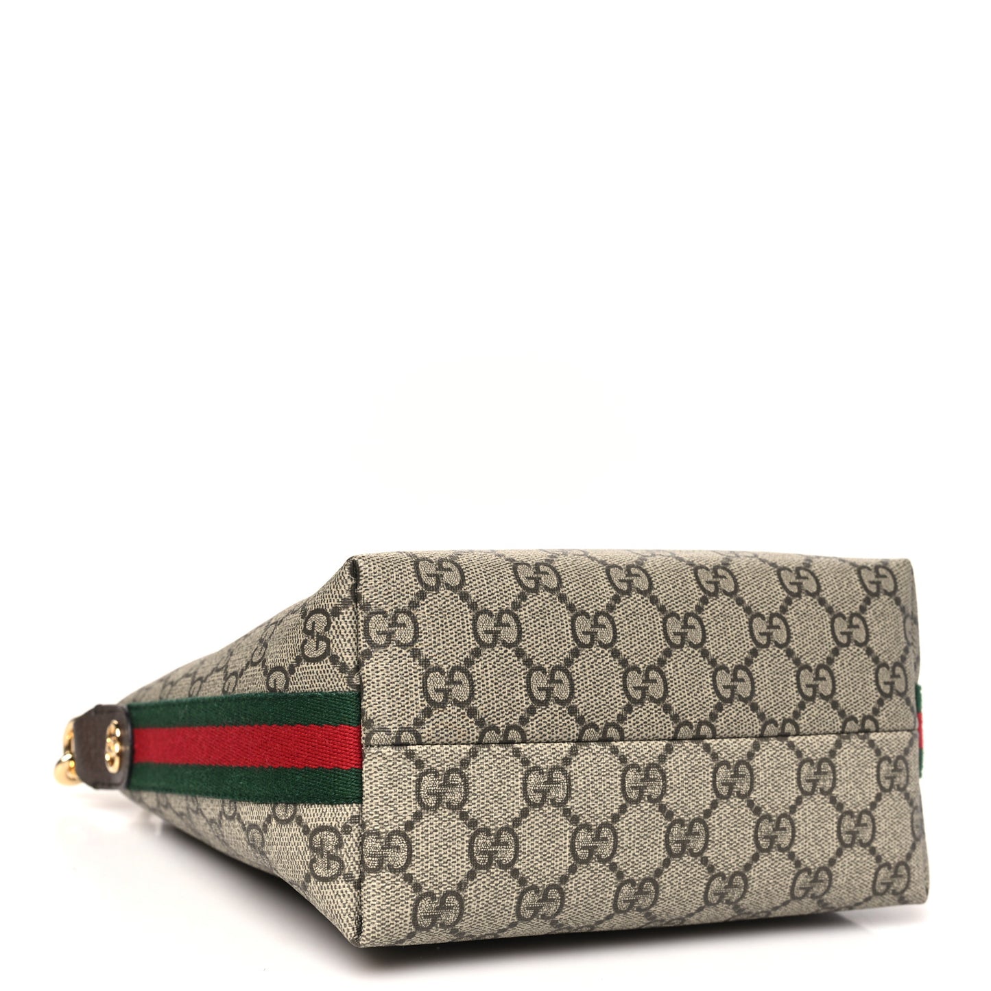 GG Supreme Monogram Textured Calfskin Web Super Mini Ophidia Shoulder Bag Beige Ebony New Acero