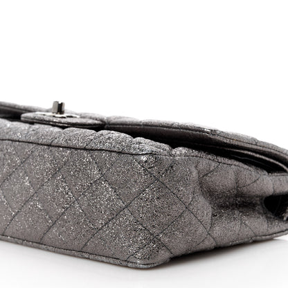 Chanel Metallic Crackled Calfskin Medium Double Flap Dark Silver 11 of 11