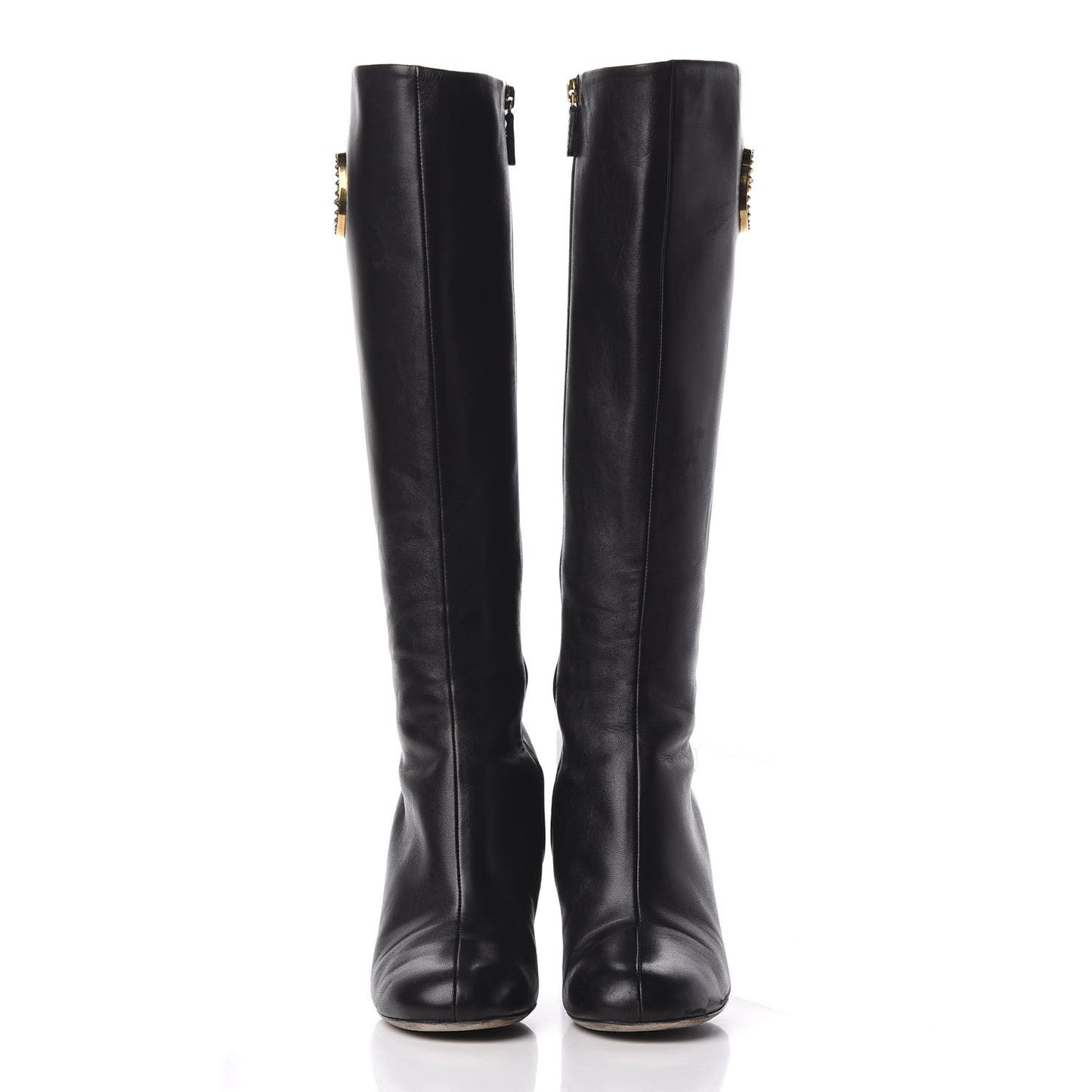 Calfskin Interlocking G Knee High Boots 38 Black