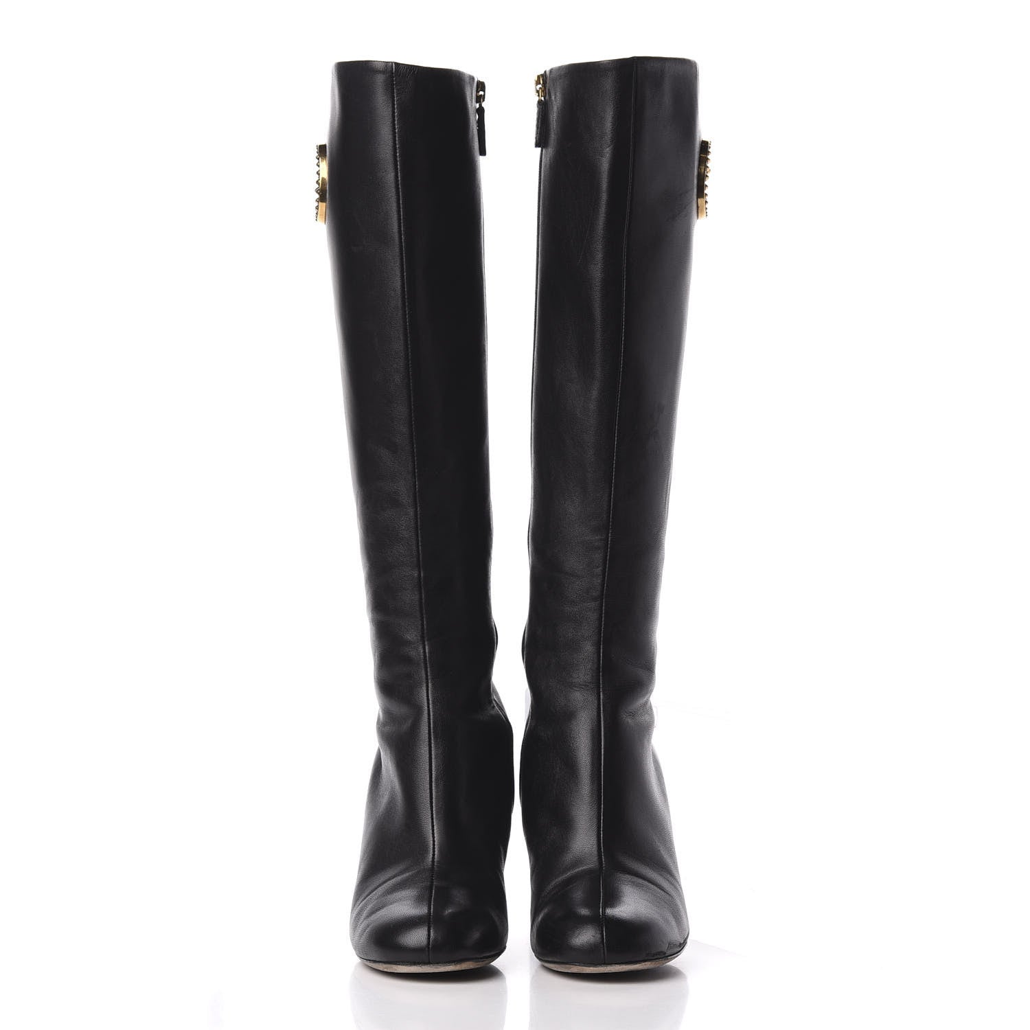 Gucci Calfskin Interlocking G Knee High Boots 38 Black 3 of 10