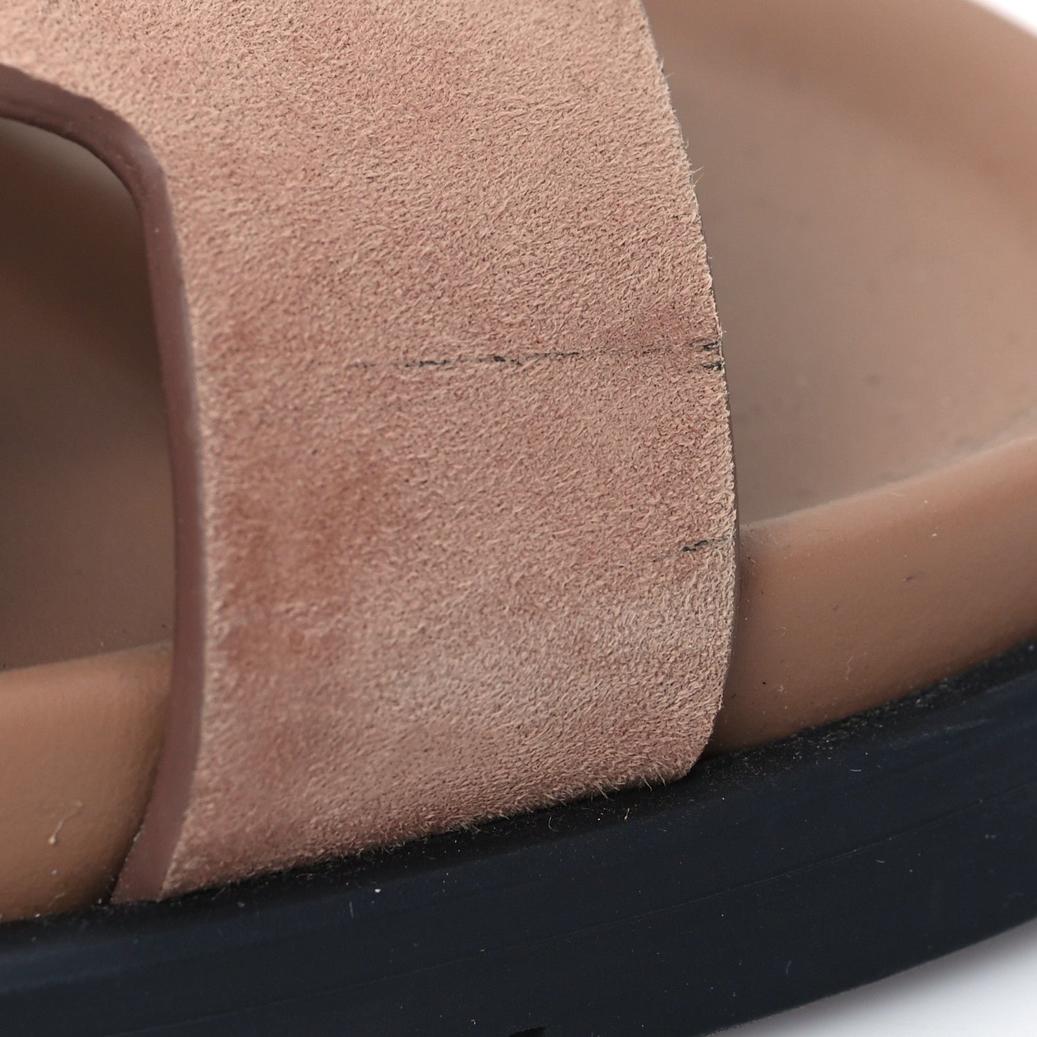 Hermes Suede Goatskin Womens Chypre Sandals 38 Rose Perle Black 5 of 10