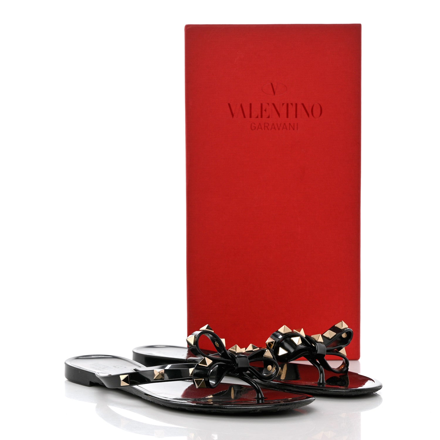 Valentino Garavani PVC Jelly Rockstud Bow Thong Sandals 38 Black 8 of 8