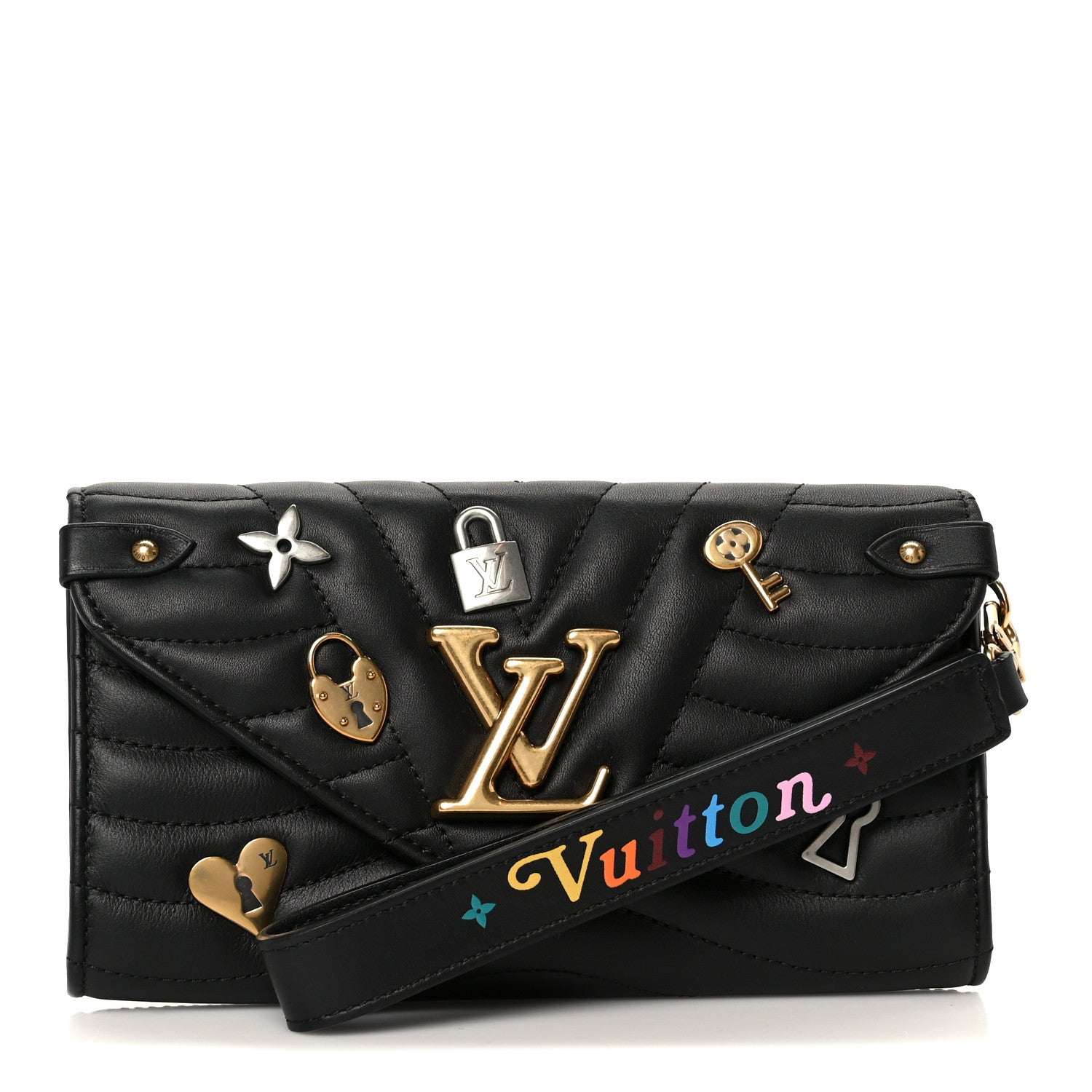 Louis Vuitton Calfskin Love Lock New Wave Long Wallet Black 1 of 8