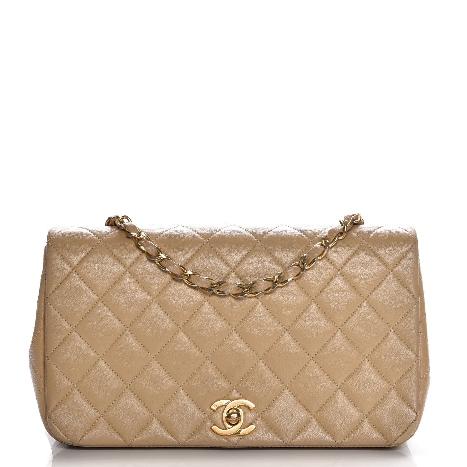 Chanel Lambskin Quilted Small Single Flap Beige 1 of 15