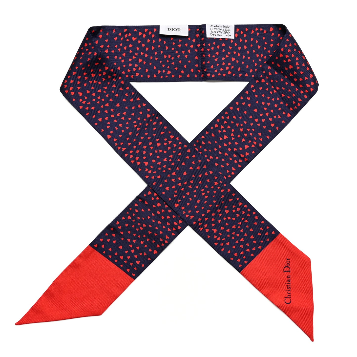 Silk Hearts Mitzah Scarf Navy Blue Red
