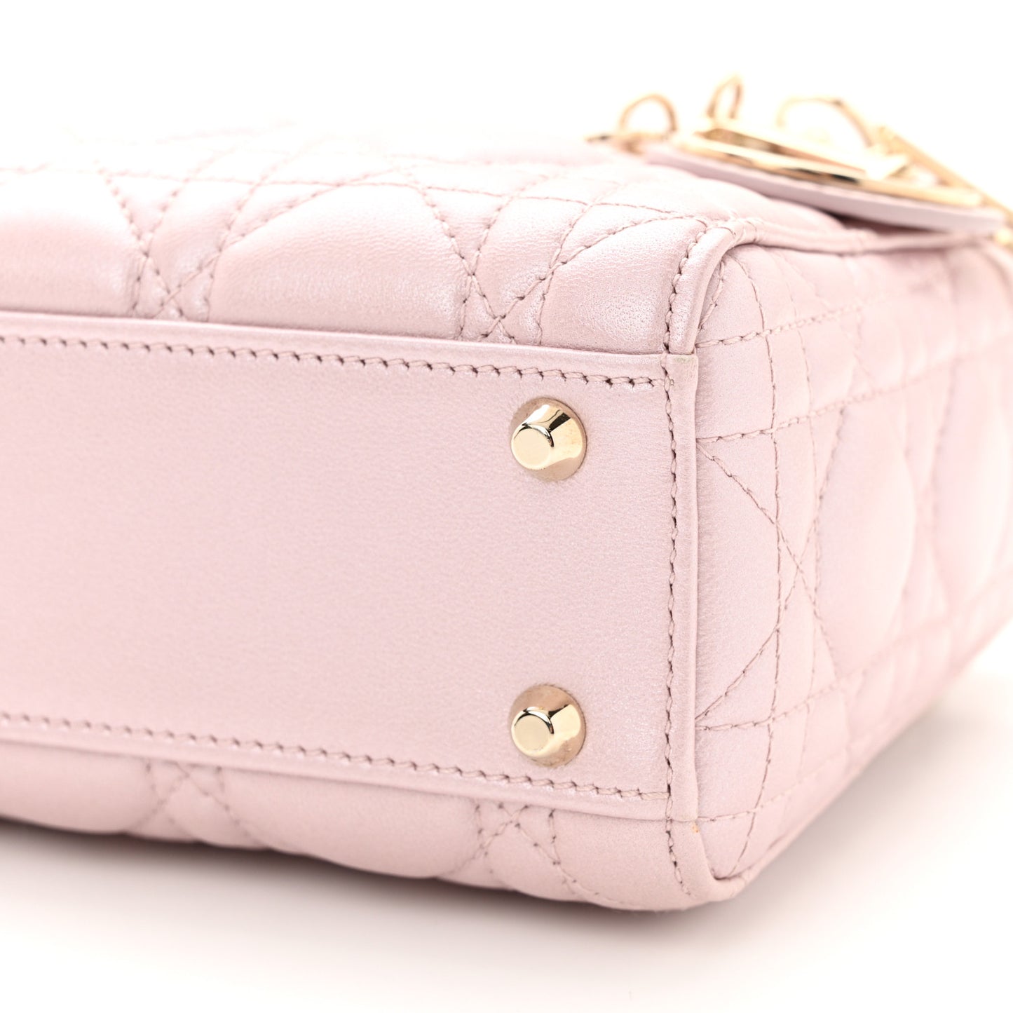 Metallic Lambskin Cannage Mini Lady Dior Lotus