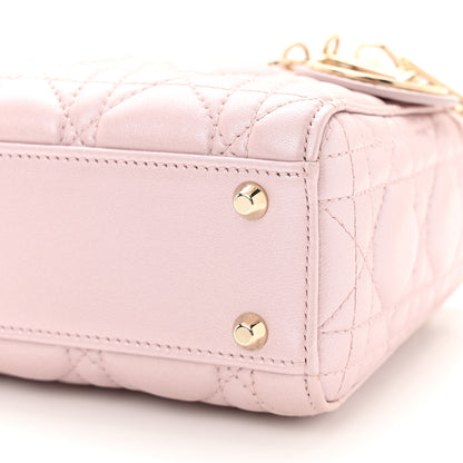 Christian Dior Metallic Lambskin Cannage Mini Lady Dior Lotus 9 of 12