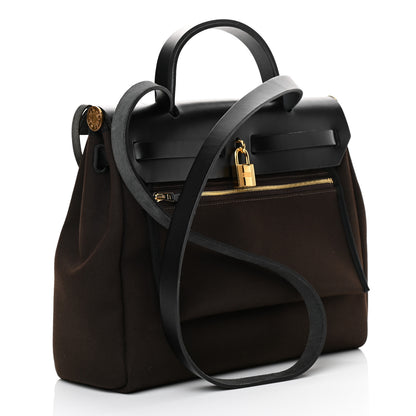Hermes Military Toile Vache Hunter Herbag Zip Retourne 31 PM Ebene Black 4 of 19