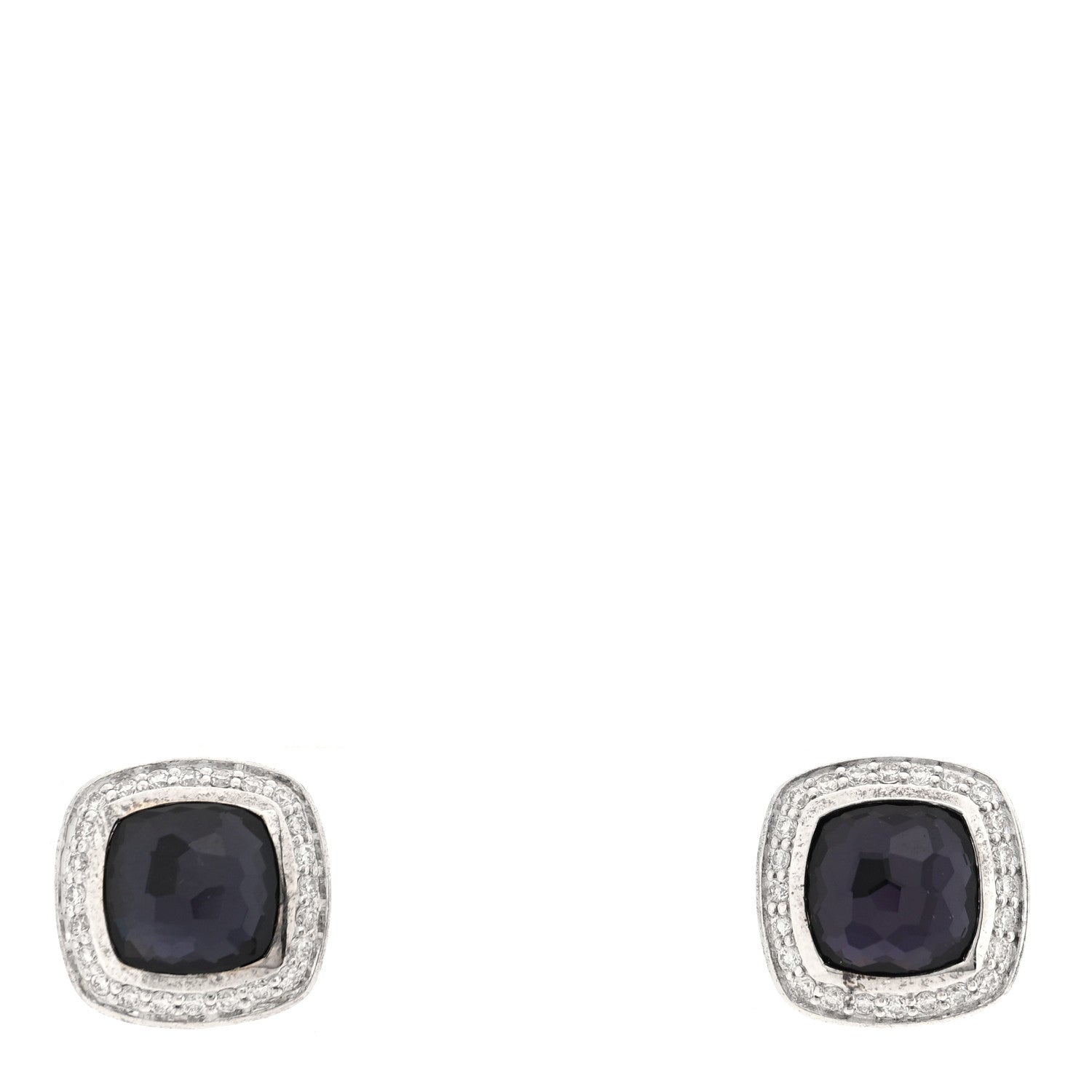 David Yurman Sterling Silver Diamond Black Orchid 7mm Petite Albion Earrings 1 of 4