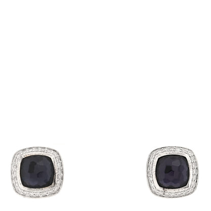 David Yurman Sterling Silver Diamond Black Orchid 7mm Petite Albion Earrings 1 of 4
