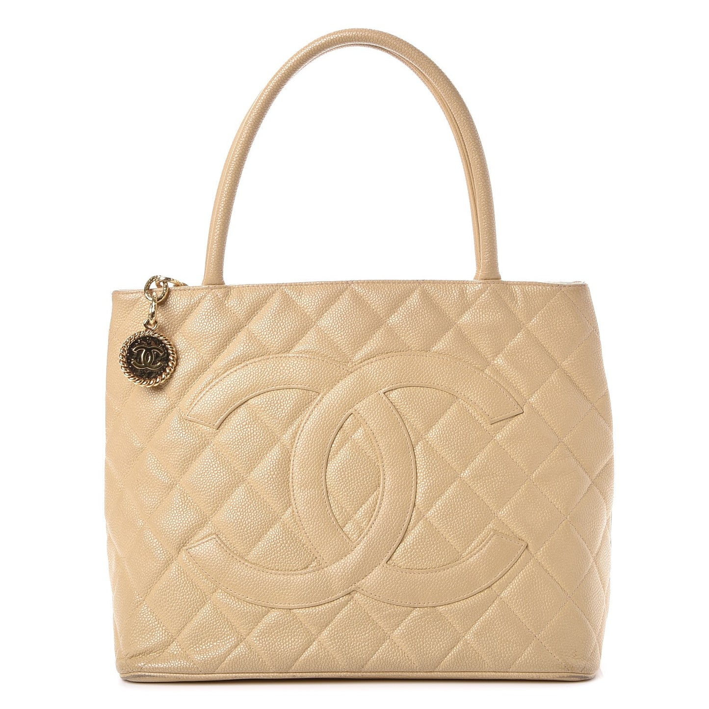 Caviar Quilted Medallion Tote Beige