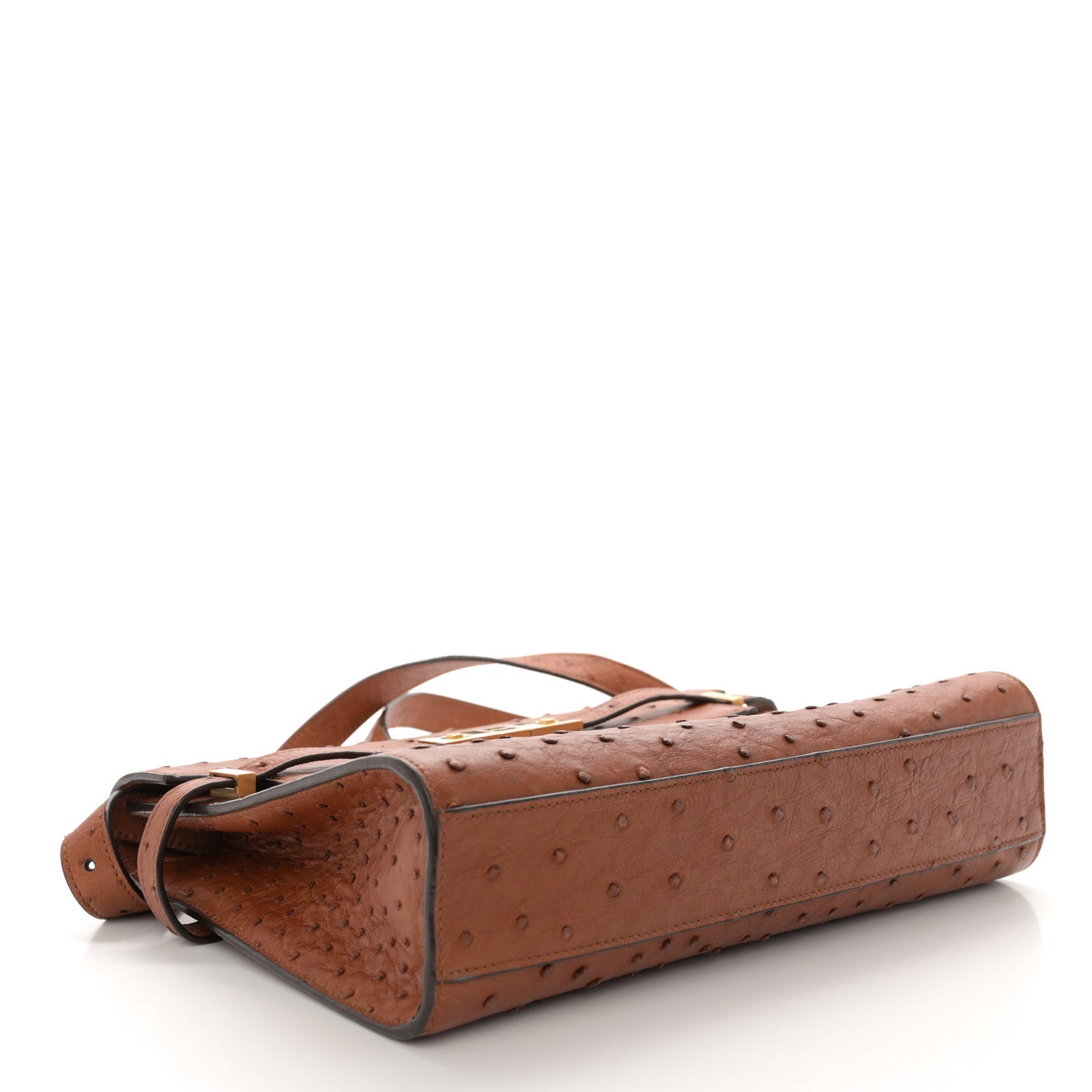 Saint Laurent Ostrich Small Manhattan Shoulder Bag Cognac 4 of 12