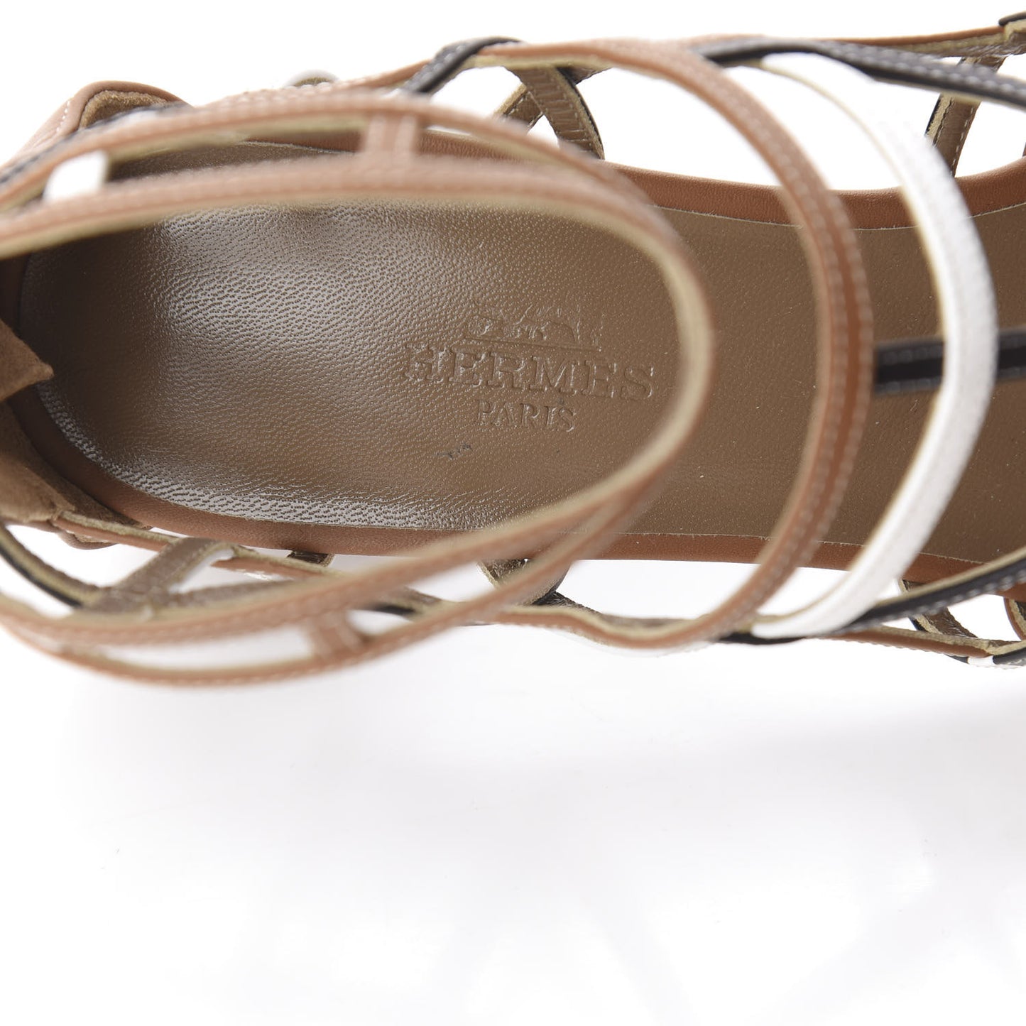 Calfskin Ragazza Sandals 37.5 Palissandre White Black