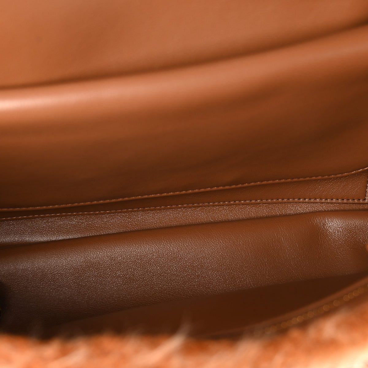 Shearling Lambskin Small Souplissimo Maxi Flap Brown