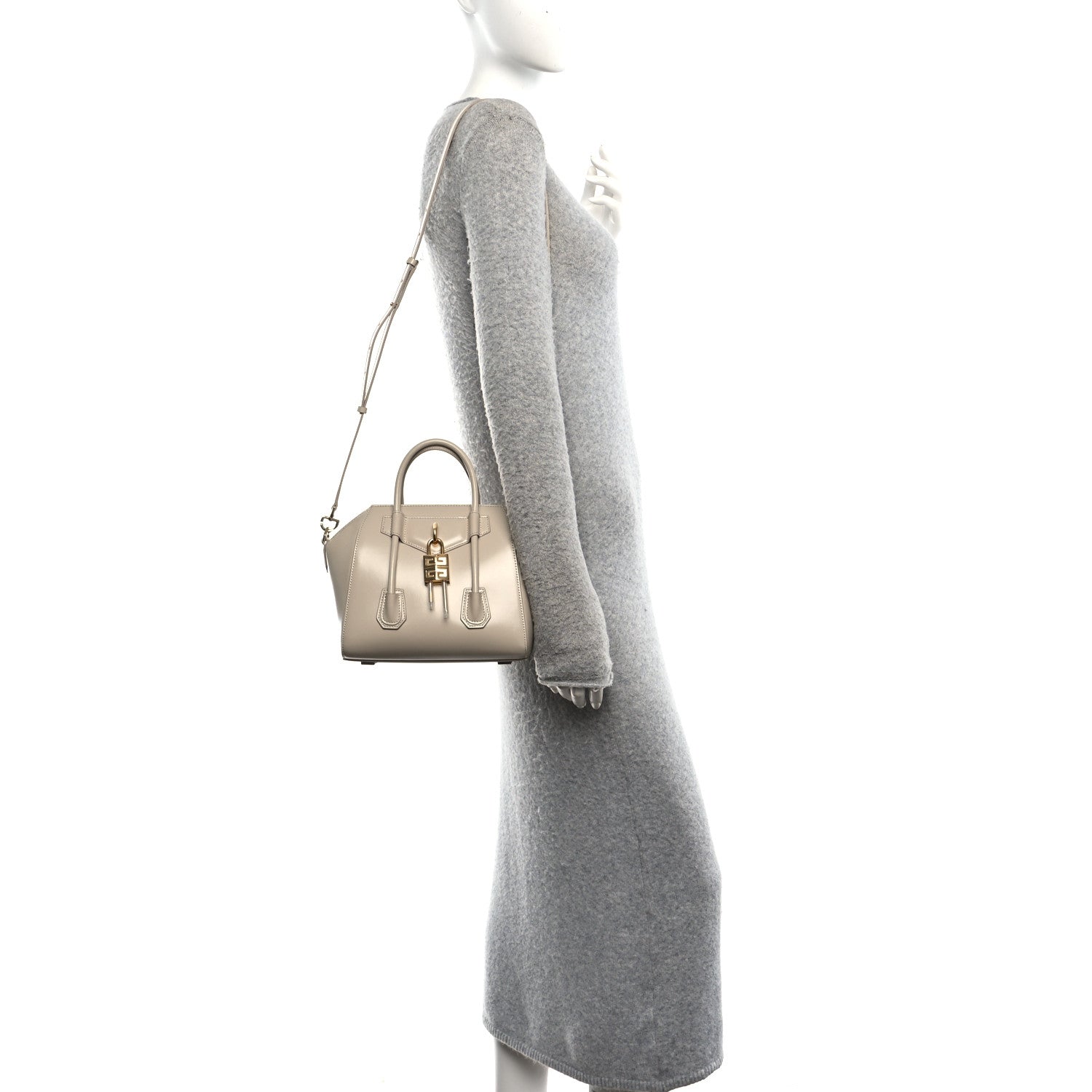 Givenchy Box Calfskin Mini Lock Antigona Shoulder Bag Natural Beige 2 of 9