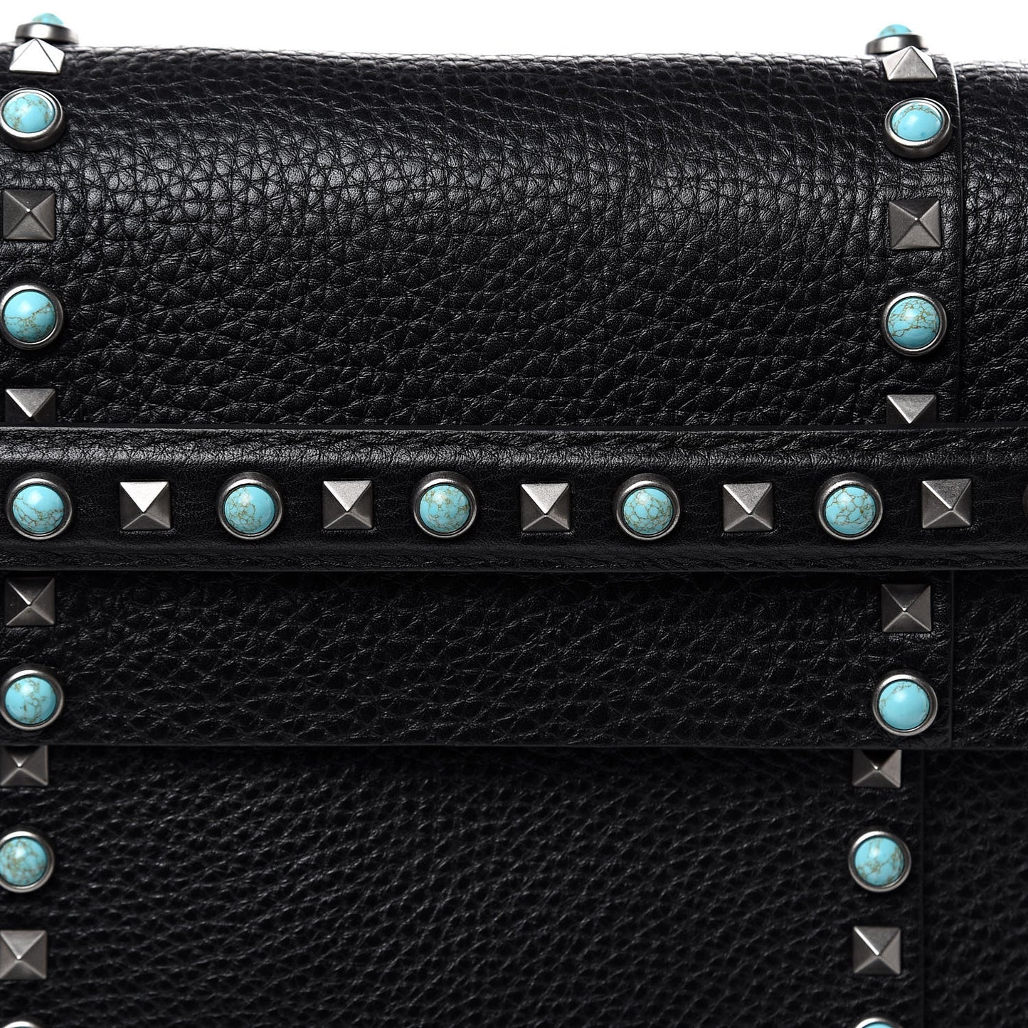 Alce Calfskin My Rockstud Rolling Frame Bag Black