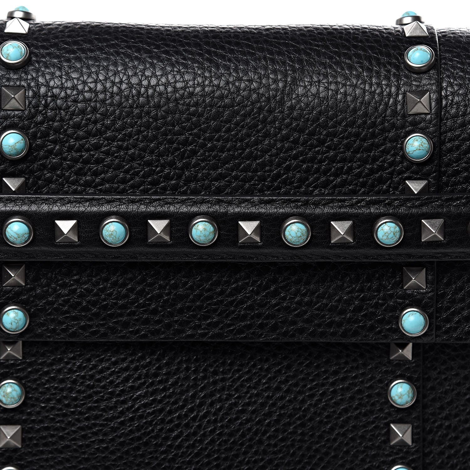 Valentino Garavani Alce Calfskin My Rockstud Rolling Frame Bag Black 7 of 9
