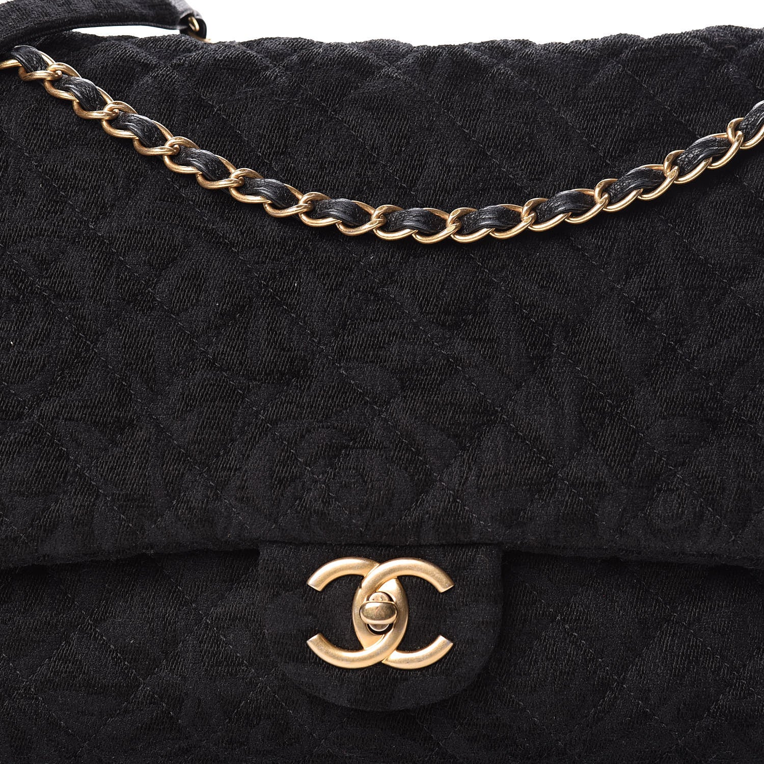 Chanel Velvet Camellia Stamped XXL Travel Flap Bag Black 8 of 12