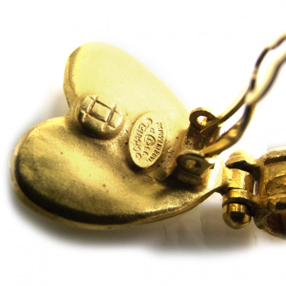 Chanel Heart Clip On Earrings Gold 5 of 5