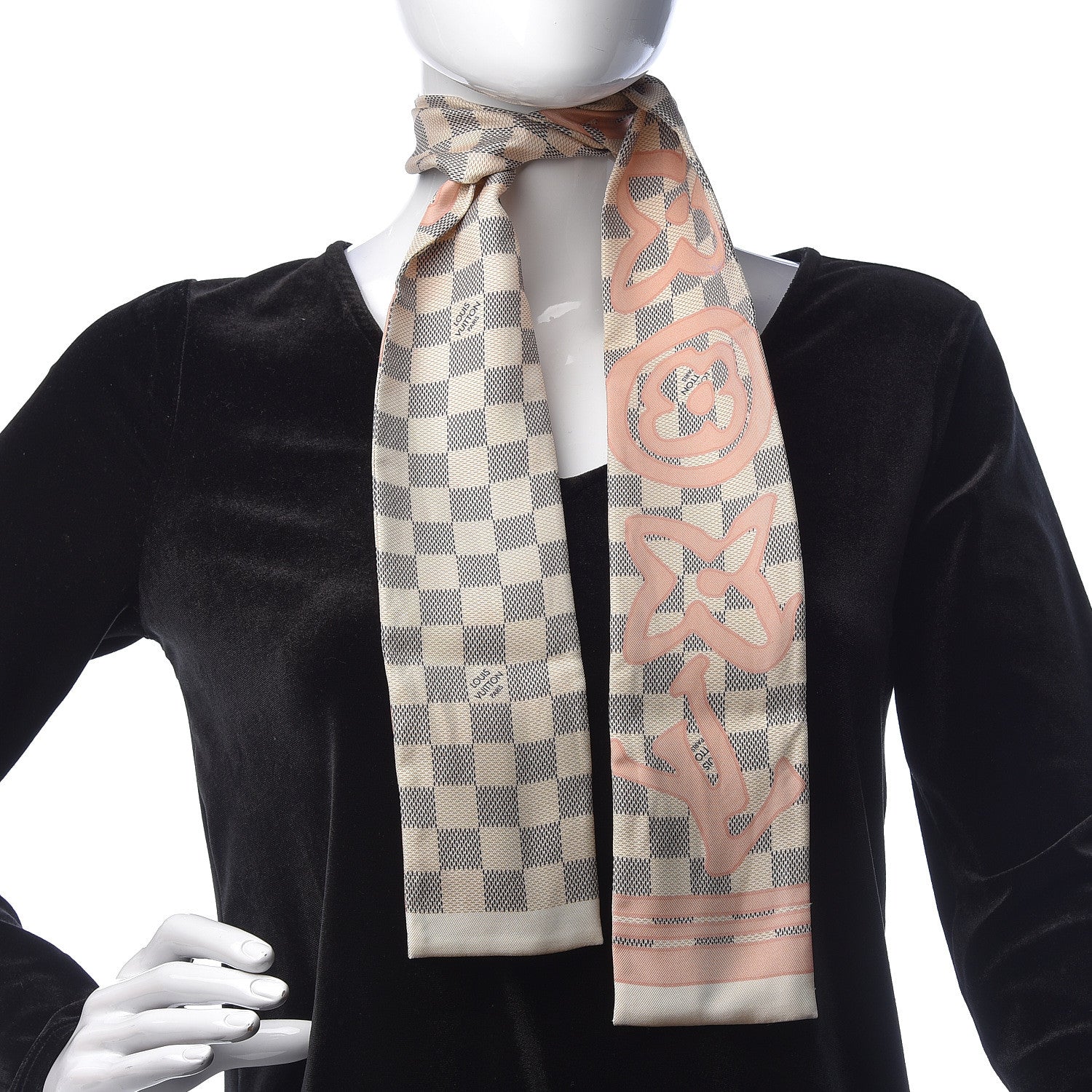 Louis Vuitton Silk Damier Azur Tahitienne Bandeau Rose Ballerine 2 of 4