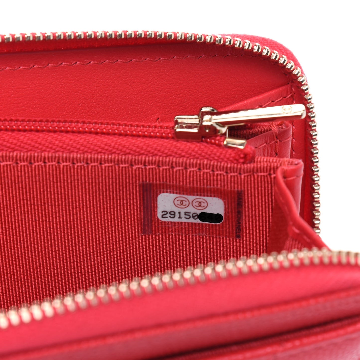 Caviar Quilted Small Gusset Zip Around Wallet Red