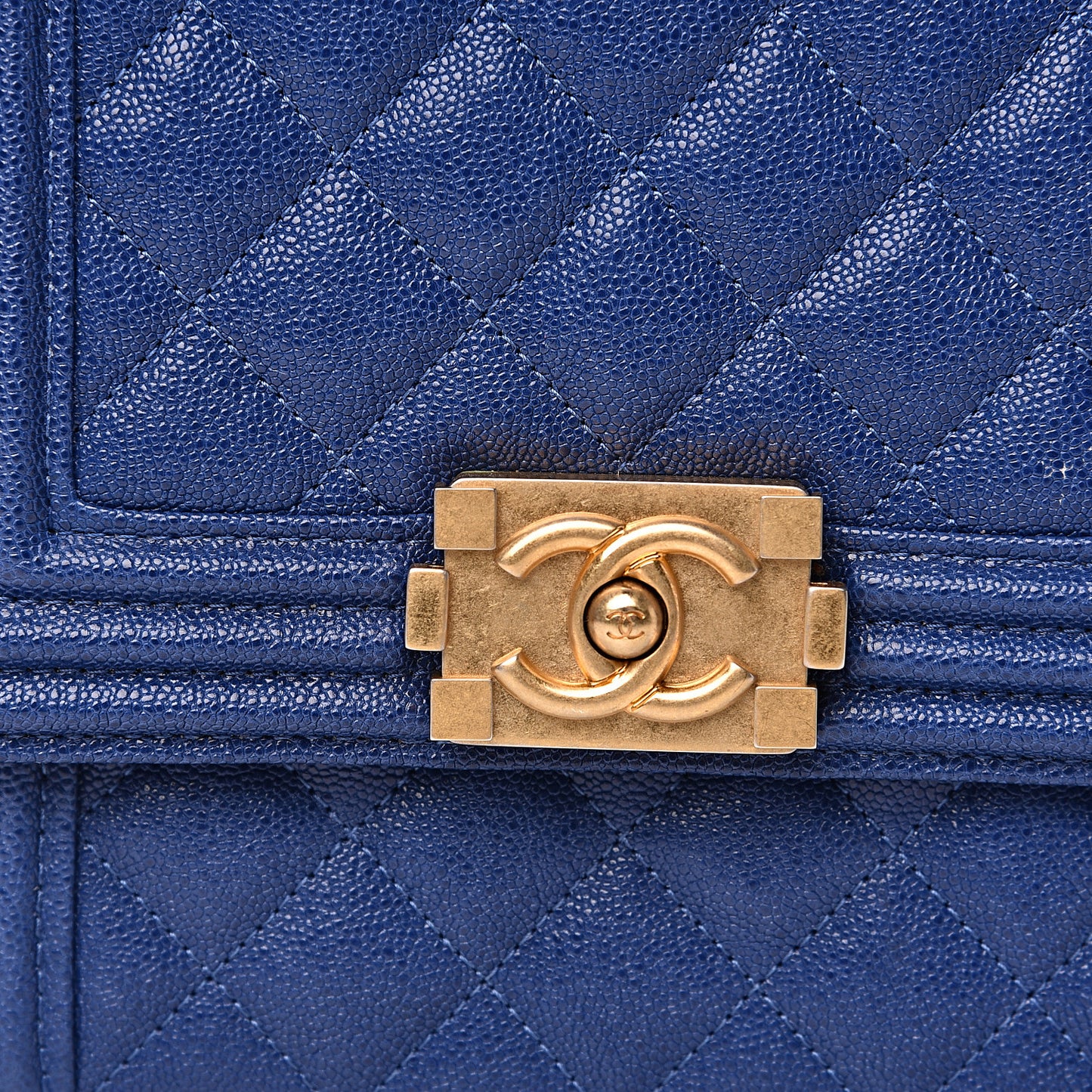 Caviar Quilted North South Boy Flap Blue