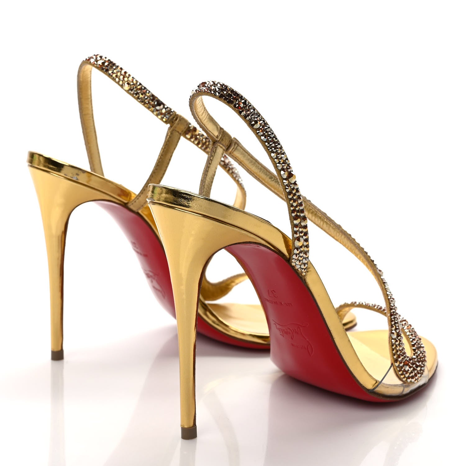 Christian Louboutin Crystal Strass Rosalie 100 Sandals 37 Cry Aurum Gold 4 of 8