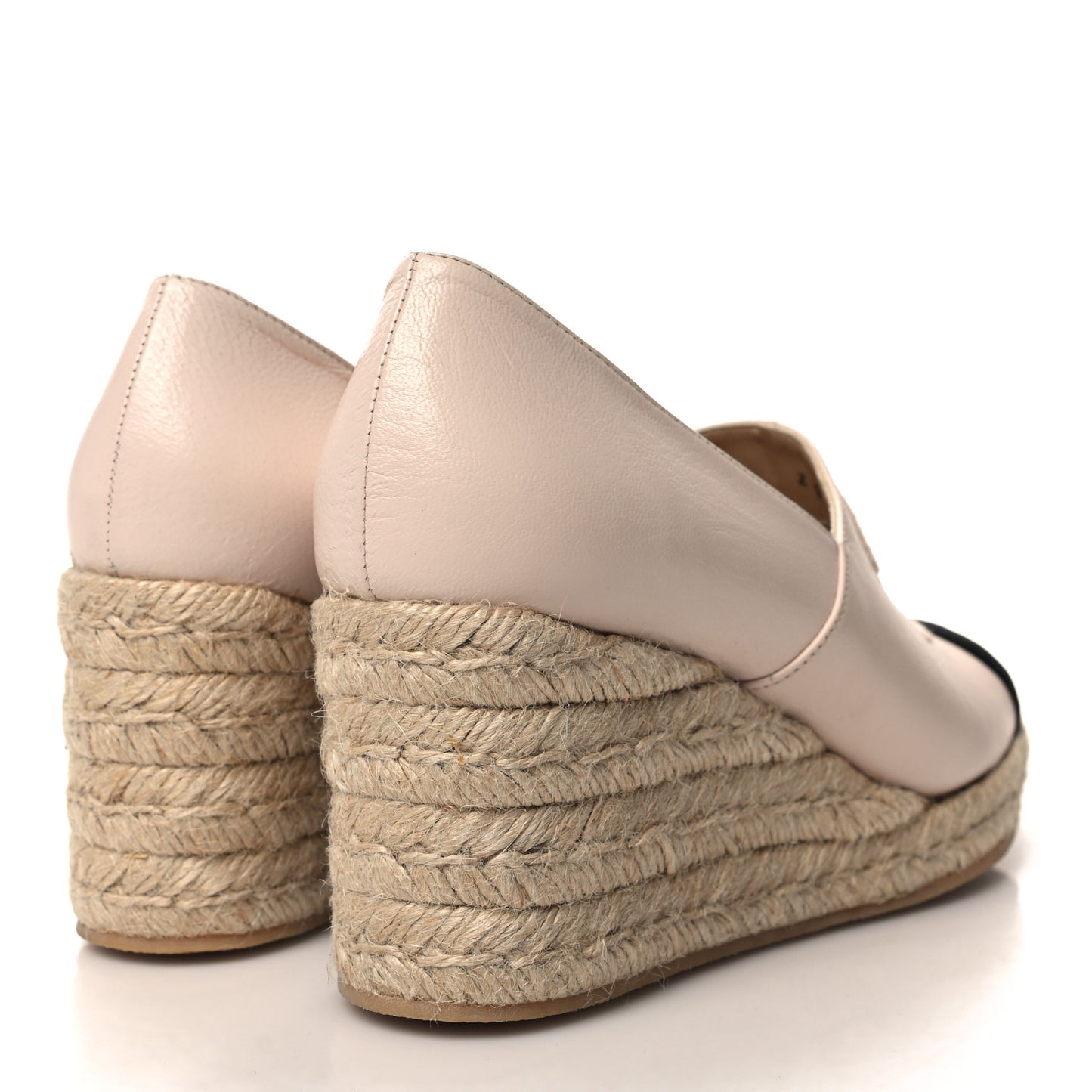 Lambskin Suede CC Espadrille Wedges 40 Beige Black