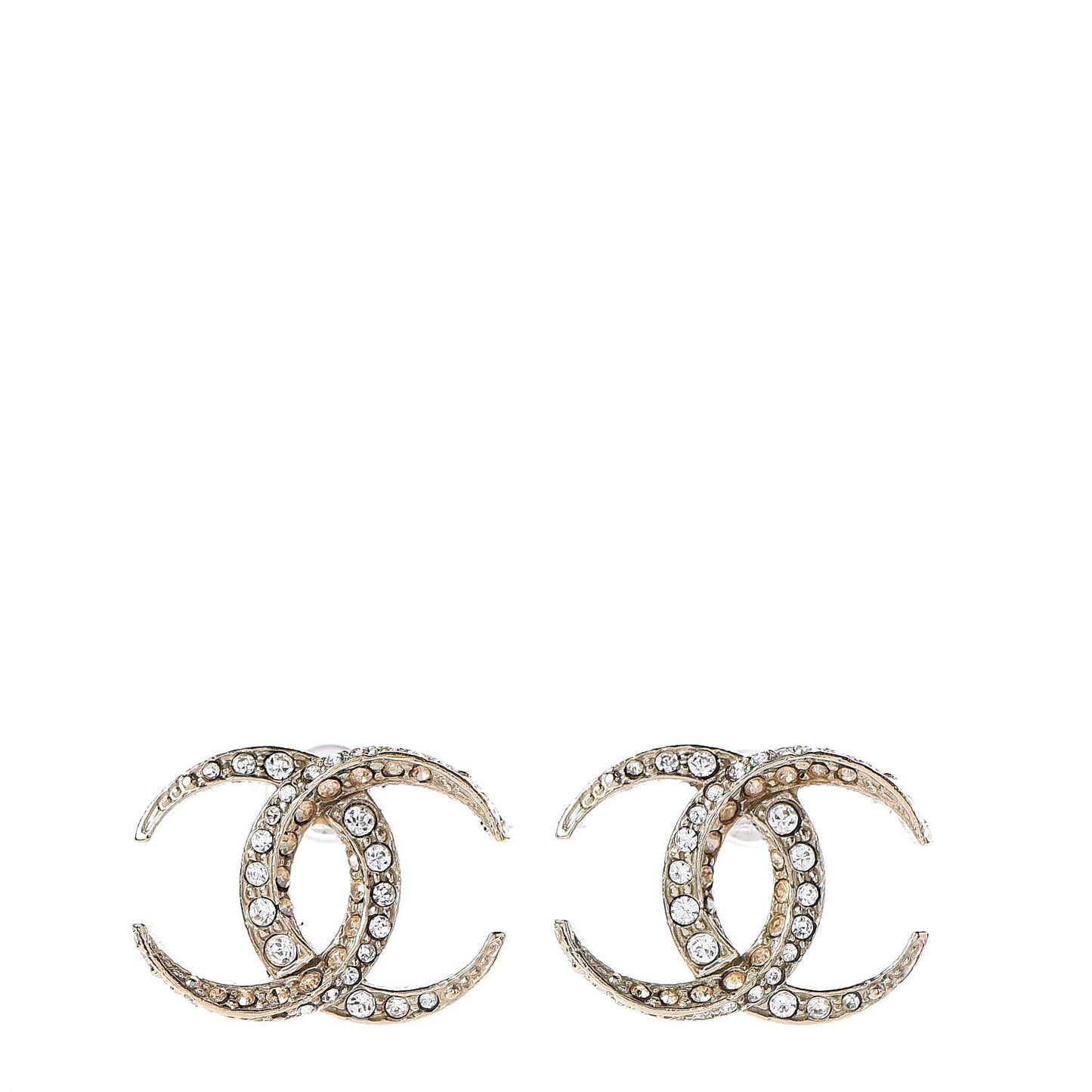 Crystal CC Moon Earrings Gold