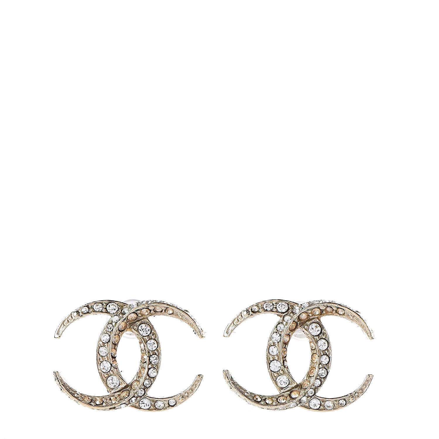 Chanel Crystal CC Moon Earrings Gold 1 of 5