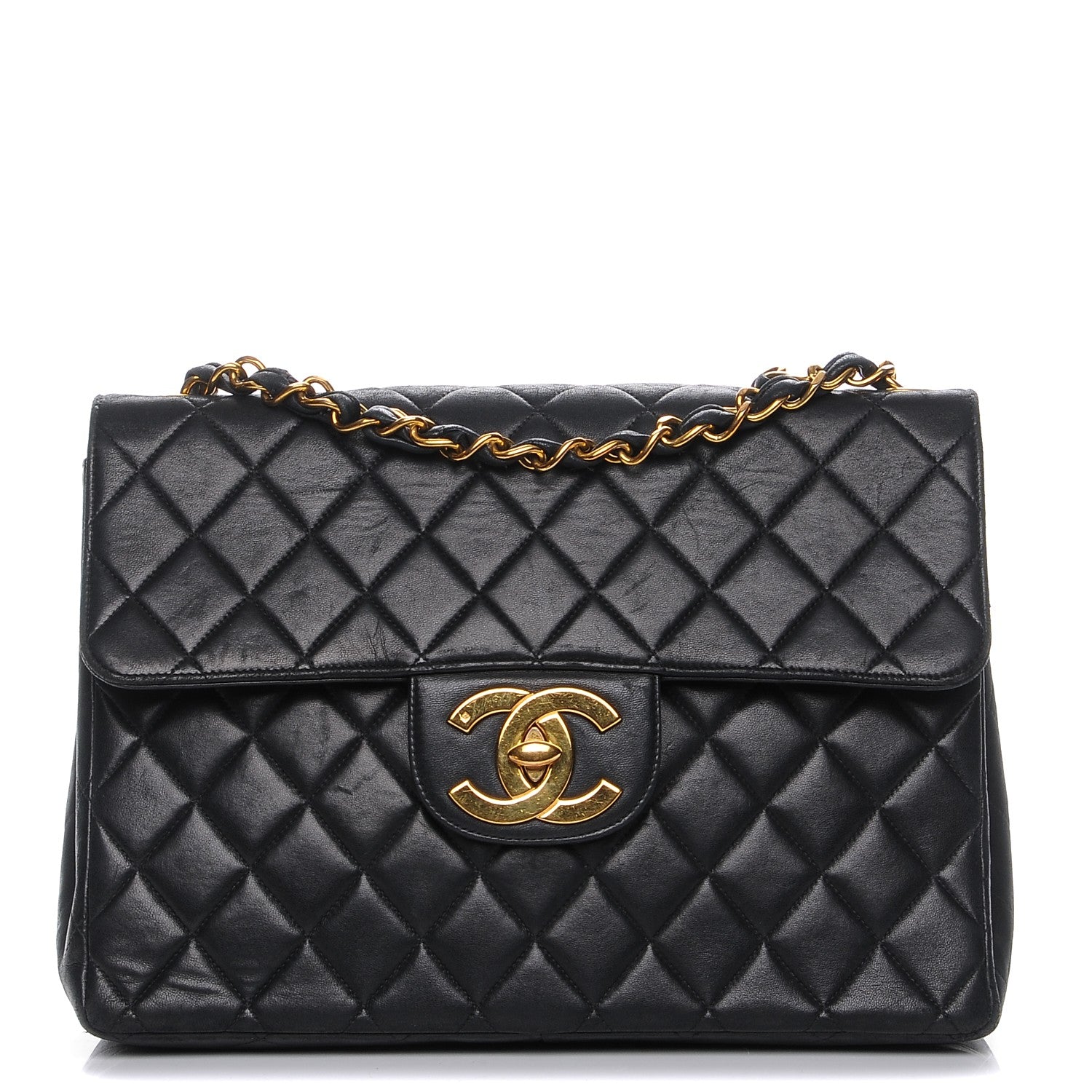 Chanel Lambskin Quilted Jumbo Single Flap Black 1 of 8