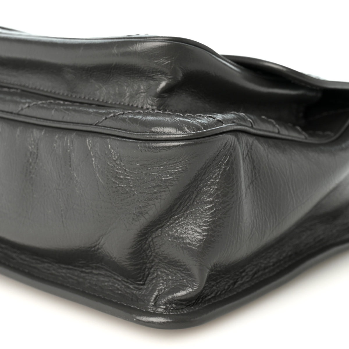 Crinkled Calfskin Matelasse Monogram Medium Niki Chain Satchel Fog