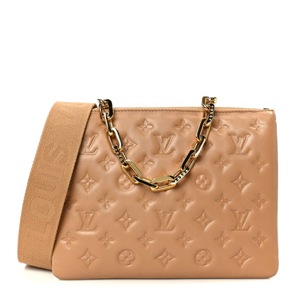 Louis Vuitton Lambskin Embossed Monogram Coussin PM Camel 1 of 11