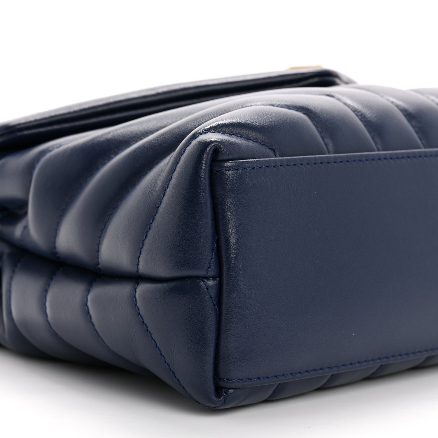Calfskin Y Quilted Monogram Small Loulou Chain Satchel Blue Charron