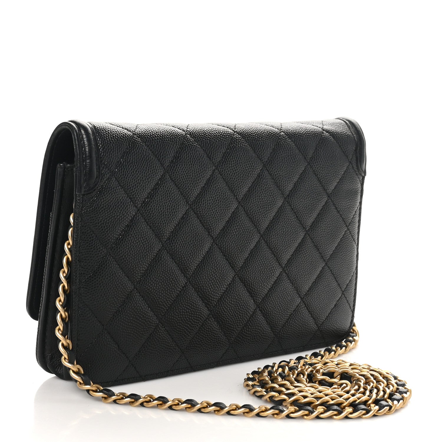 Chanel Caviar Quilted CC Filigree Wallet On Chain WOC Black 3 of 10